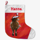 Leuke Appaloosa Paard in Santa Hat op Rood Grote Kerstsok (Voorkant)