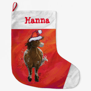 Leuke Appaloosa Paard in Santa Hat op Rood Grote Kerstsok