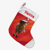 Leuke Appaloosa Paard in Santa Hat op Rood Grote Kerstsok (Voorkant (Hangend))