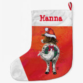 Leuke Appaloosa Paard in Santa Hat op Rood Grote Kerstsok (Achterkant)