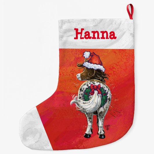 Leuke Appaloosa Paard in Santa Hat op Rood Grote Kerstsok (Achterkant)