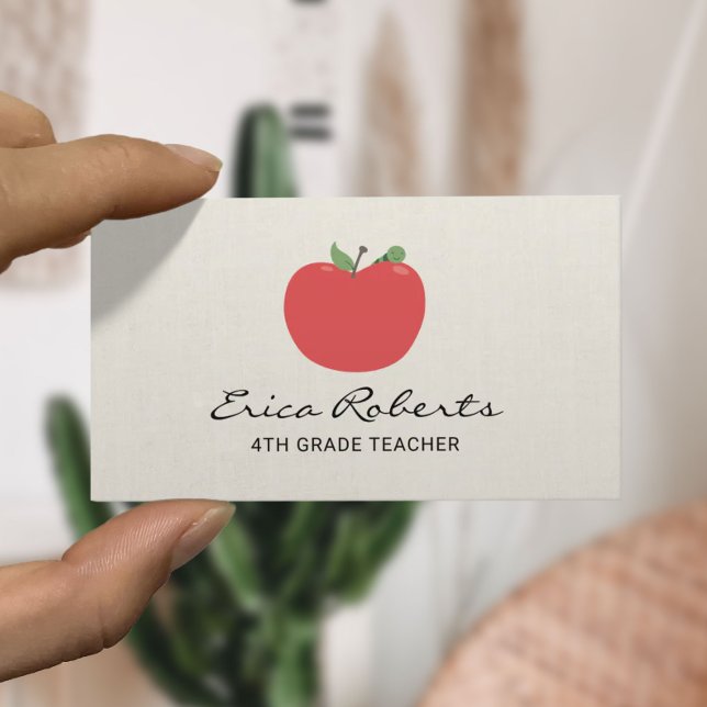 Leuke Apple & Worm leraar tutor Visitekaartje