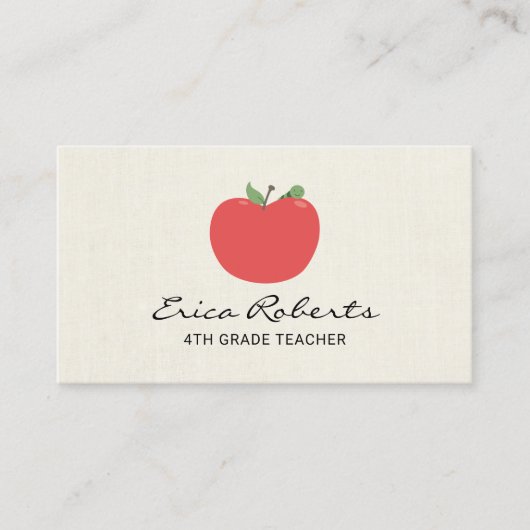 Leuke Apple & Worm leraar tutor Visitekaartje (Voorkant)