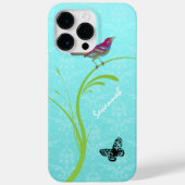 Leuke  Aqua Damask Kleurrijke Vogelvlinder Case-Mate iPhone Case (Achterkant)