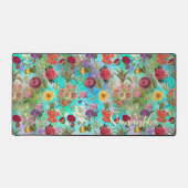 Leuke aqua groen elegant bloemenpatroon Desk Mat (Voorkant)