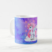 Leuke aquarel regenboog eenhoorn gepersonaliseerd koffiemok (Voorkant links)