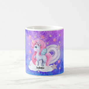 Leuke aquarel regenboog eenhoorn gepersonaliseerd koffiemok