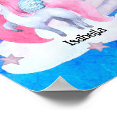 Leuke aquarel regenboog eenhoorn gepersonaliseerd poster (Hoek)