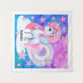 Leuke aquarel regenboog eenhoorn gepersonaliseerd wandkleed (Voorkant (horizontaal))