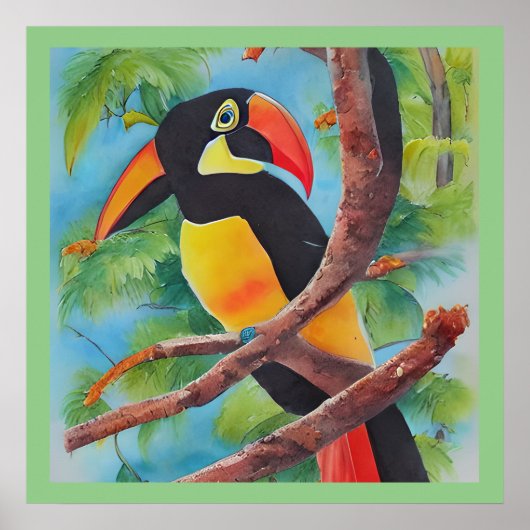 Leuke aquarel stijl Toucan Poster (Voorkant)