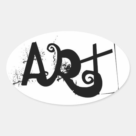 leuke ART-contrastletters | Ovale Sticker (Voorkant)
