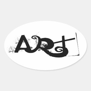 leuke ART-contrastletters Ovale Sticker