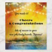 Leuke artistieke String Lights Proficiat Proficiat Wijn Etiket (Enkel label)