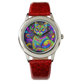 Leuke Artsy Helder Gekleurde Haight-Ashbury Style  Horloge