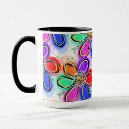 Leuke Artsy Waterverf Bloemen Patroon Mok