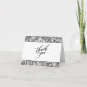 Leuke Artsy Zwart Wit Hand getrokken Floral Bedankkaart (Voorkant)
