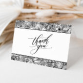 Leuke Artsy Zwart Wit Hand getrokken Floral Bedankkaart
