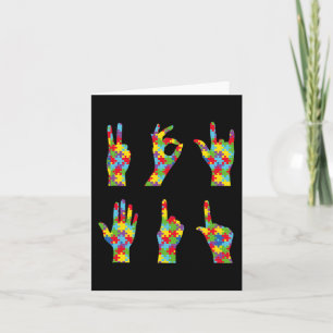 Leuke ASL Liefde Gebarentaal Autisme Bewustzijn Kaart