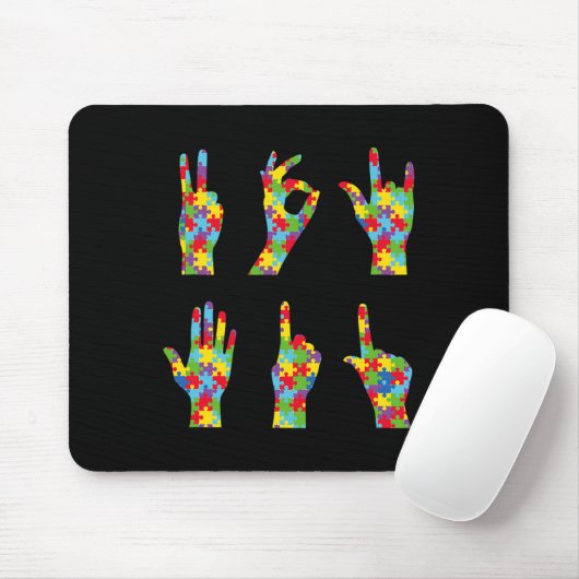 Leuke ASL Liefde Gebarentaal Autisme Bewustzijn Muismat (Met muis)