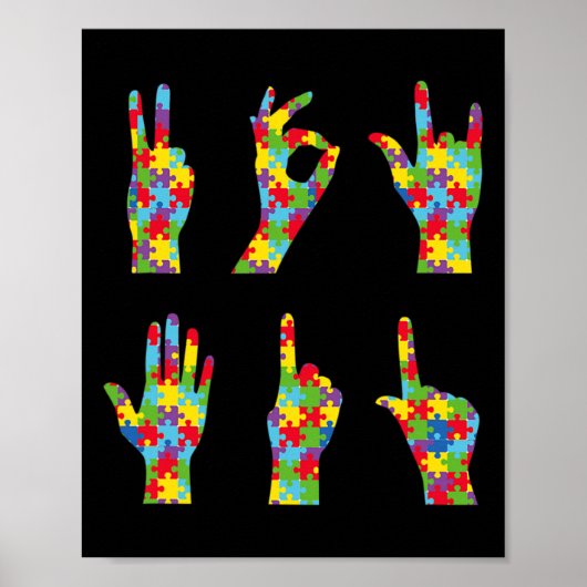 Leuke ASL Liefde Gebarentaal Autisme Bewustzijn Poster (Voorkant)