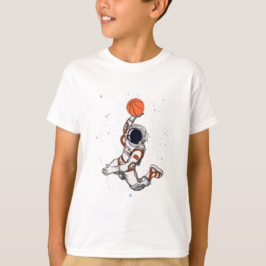 Leuke Astronaut Buitenruimte Basketbal Kinderen T-shirt (Voorkant)