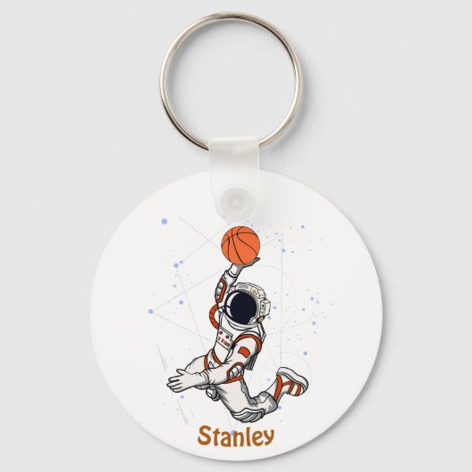 Leuke Astronaut Buitenruimte Galaxy Basketbal Ster Sleutelhanger (Voorkant)