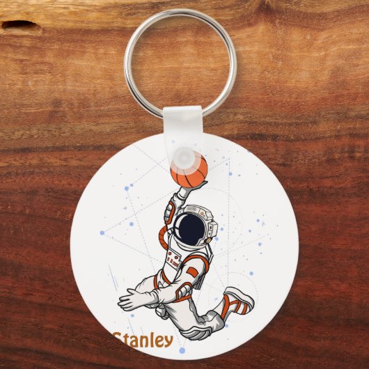 Leuke Astronaut Buitenruimte Galaxy Basketbal Ster Sleutelhanger (Achterkant)