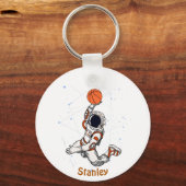 Leuke Astronaut Buitenruimte Galaxy Basketbal Ster Sleutelhanger (Voorkant)