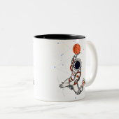 Leuke Astronaut Buitenruimte Galaxy Basketbal Tweekleurige Koffiemok (Voorkant rechts)