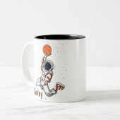 Leuke Astronaut Buitenruimte Galaxy Basketbal Tweekleurige Koffiemok (Voorkant links)