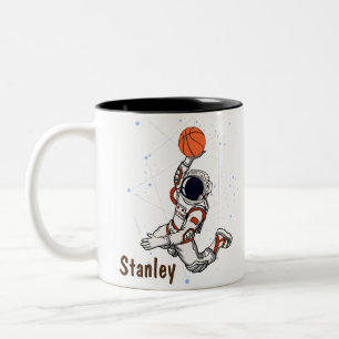 Leuke Astronaut Buitenruimte Galaxy Basketbal Tweekleurige Koffiemok