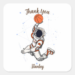 Leuke Astronaut Buitenruimte Galaxy Basketbal Vierkante Sticker