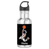 Leuke Astronaut Buitenruimte Galaxy Basketbal Waterfles (Voorkant)