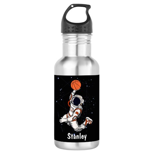 Leuke Astronaut Buitenruimte Galaxy Basketbal Waterfles (Voorkant)