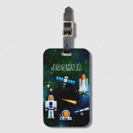 Leuke astronaut collage gepersonaliseerd bagagelabel