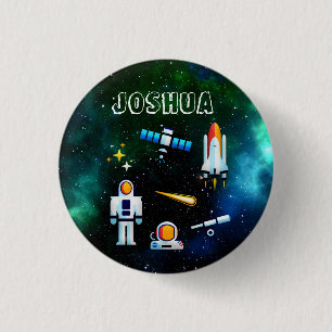 Leuke astronaut collage gepersonaliseerd ronde button 3,2 cm