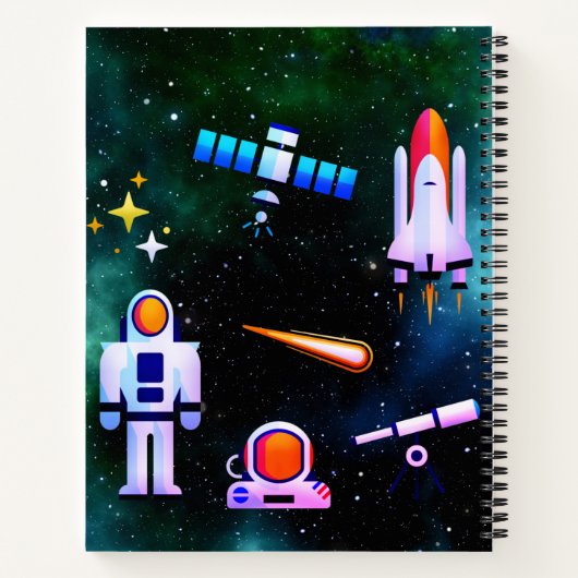 Leuke astronaut collage gepersonaliseerde schets notitieboek (Achterkant)