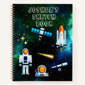 Leuke Astronaut Collage Schets Gepersonaliseerd No Notitieboek (Voorkant)