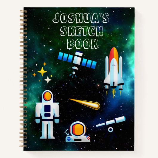 Leuke Astronaut Collage Schets Gepersonaliseerd No Notitieboek (Voorkant)