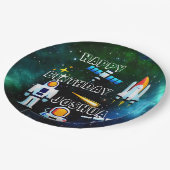Leuke astronaut collage verjaardag gepersonaliseer papieren bordje (Gekanteld)