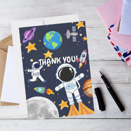 Leuke astronaut in de ruimte, Eerste verjaardag sc Bedankkaart