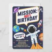Leuke astronaut in de ruimte, eerste verjaardag va kaart (Voorkant)