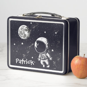 Leuke astronaut in ruimte metalen lunchbox
