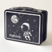 Leuke astronaut in ruimte metalen lunchbox (Voorkant)