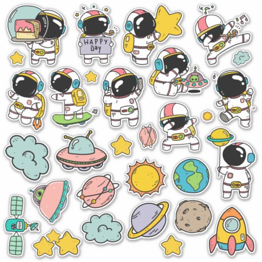 Leuke astronaut ruimte stickers (Voorkant)