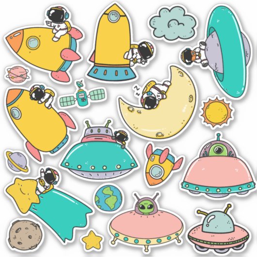 Leuke astronaut ruimte stickers (Voorkant)