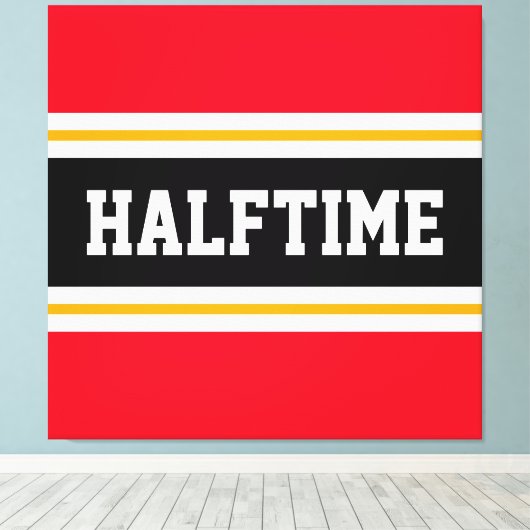 Leuke Athletic Bright Red Black HALFTIME Stripes Canvas Afdruk (Insitu (Houten vloer))