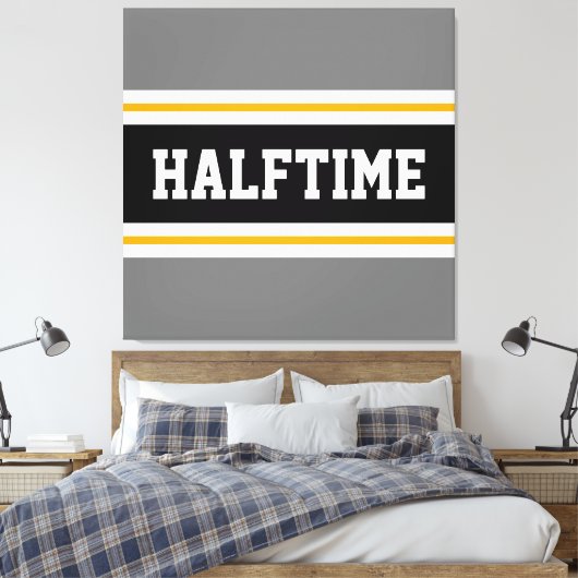 Leuke Athletic Modern Grijs Zwart HALFTIME Stripes Canvas Afdruk (Insitu (Slaapkamer))