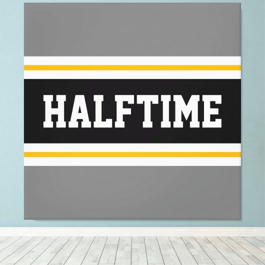Leuke Athletic Modern Grijs Zwart HALFTIME Stripes Canvas Afdruk (Insitu (Houten vloer))