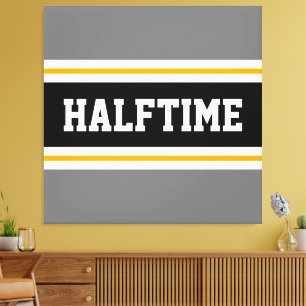 Leuke Athletic Modern Grijs Zwart HALFTIME Stripes Canvas Afdruk